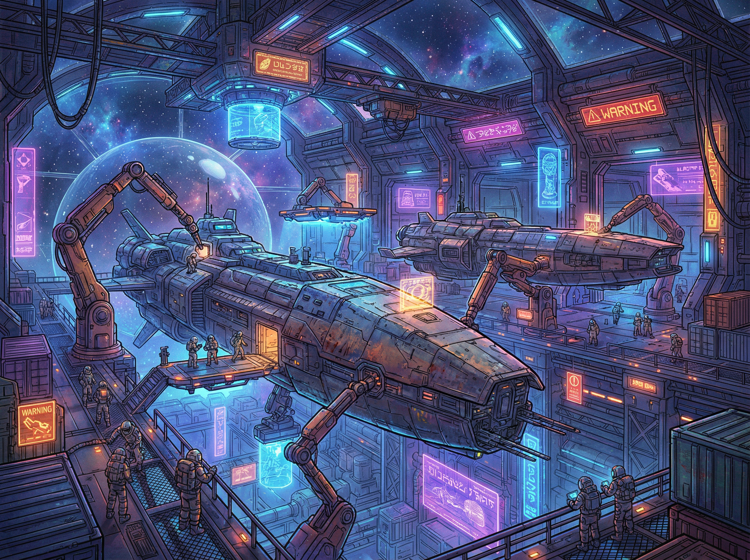 c7娱乐 - 太空船坞巨型飞船概念艺术